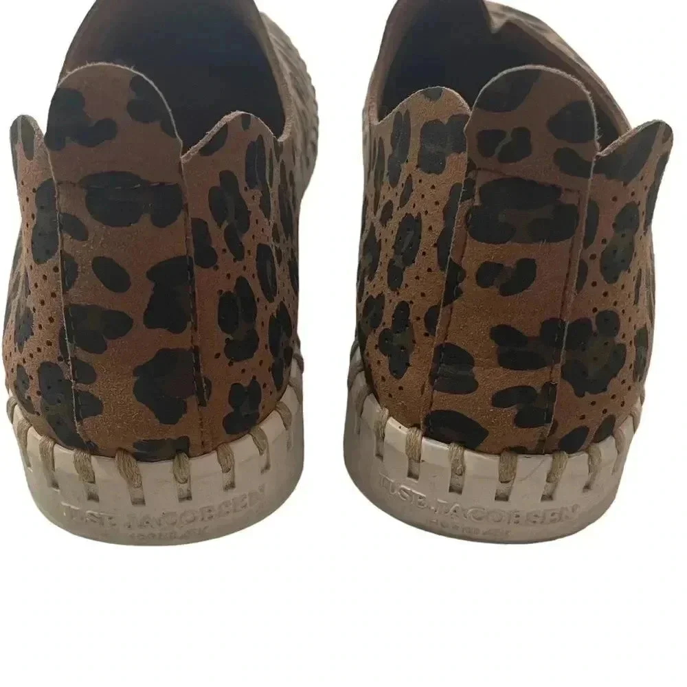 Ilse Jacobsen Leather Slip On Shoes Flats Loafers Leopard Print Size 40 - Picture 5 of 11